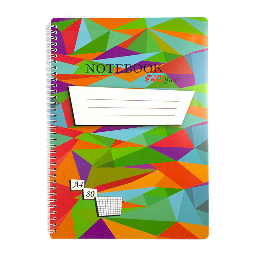 Caiet A4 cu spira metalica, 4 perforatii pentru indosariere,80 file - matematica EVOffice - 1