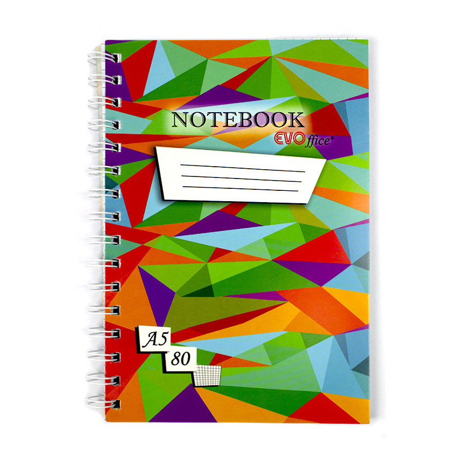 Caiet A5 cu spira metalica,  80 file - matematica EVOffice - 1